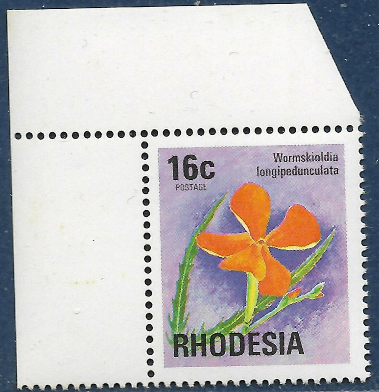 Rhodesia sg 502 MNH 1974 16c Wild flowers marginal top left corner