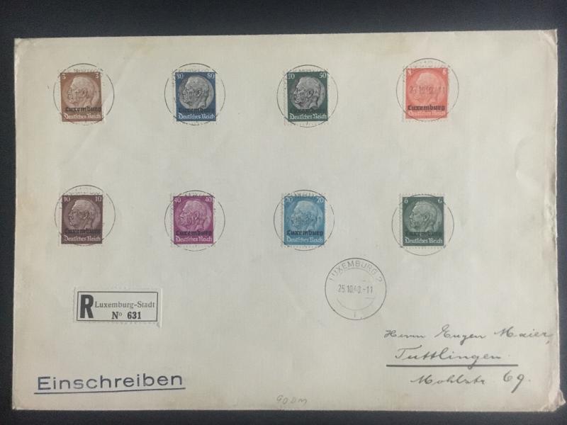 1940 Luxembourg Occupation Oversize Cover Registered to Tullingen Germany