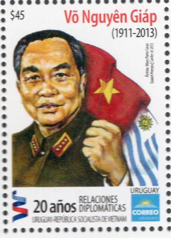 Vo Nguyên Giàp Viet Nam leader flags Sc #2453 URUGUAY MNH stamp military uniform 