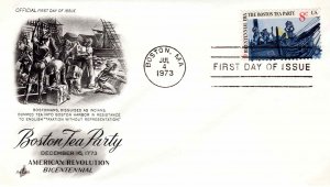 USA 1973 FDC Sc 1480 Artcraft Cachet Boston Tea Party First Day Cover