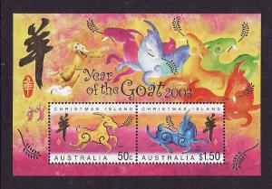 Christmas Is.-Sc#441-Unused NH sheet-Chinese New Year of the Goat-2003-