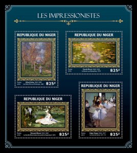 Art Stamps Niger 2016 MNH Paintings Impressionists Claude Monet Degas 4v M/S