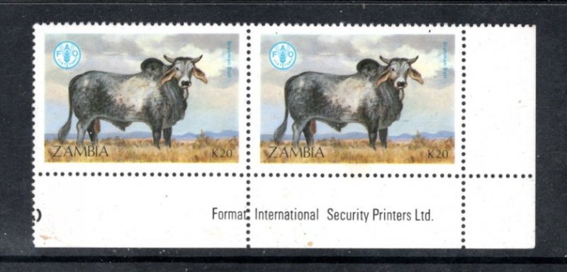 ZAMBIA 421 MNH VF Pair Brahman Bull Highest value in set of 4