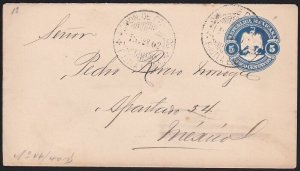 MEXICO 1902 5c envelope used to Mexico City................................a4616