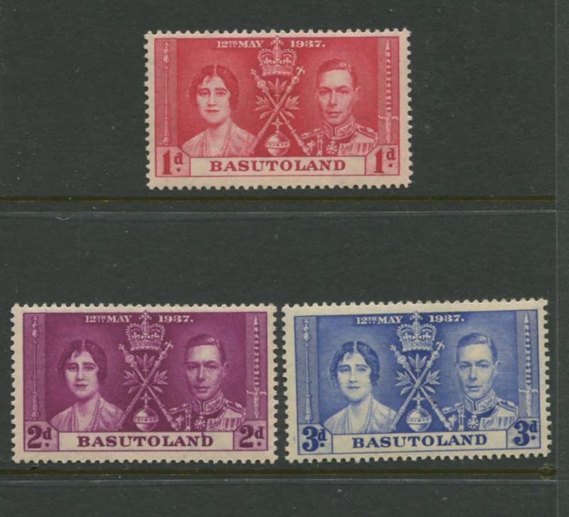 Basutoland- Scott 15-17 - Coronation Issue-1935 - MVLH -Set of 3 Stamps