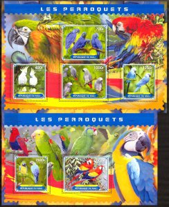 Mali 2022 Birds Parrots Sheet + S/S MNH
