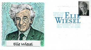 6037 - FDC - Elie Wiesel - Wally Jr Hand Painted Cachet -New York, NY - DCP