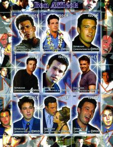 Congo 2005 BEN AFFLECK American Actor Sheet (9) Perforated Mint (NH)