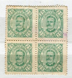 PORTUGUESE ANGOLA; 180s classic Carlos issue Mint unused 25r. BLOCK of 4