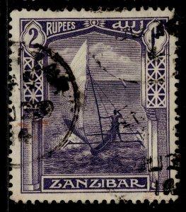 ZANZIBAR GV SG256, 2r violet, USED. Cat £40.