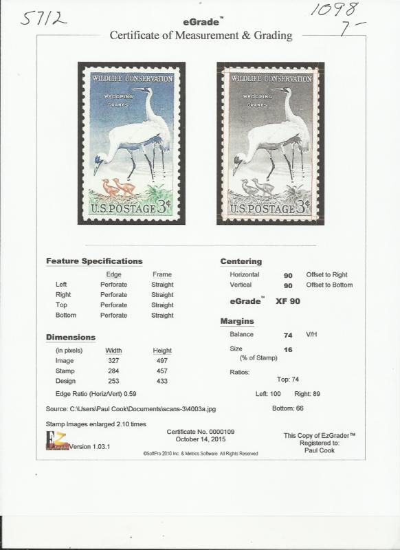 # 1098 MINT NEVER HINGED WILDLIFE CONSERVATION     XF+