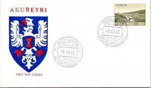 SCHALLSTAMPS - ISLAND 1963 FDC CACHET COVER COMM AKUREYRI CANC REYKJAVIK UNADDR