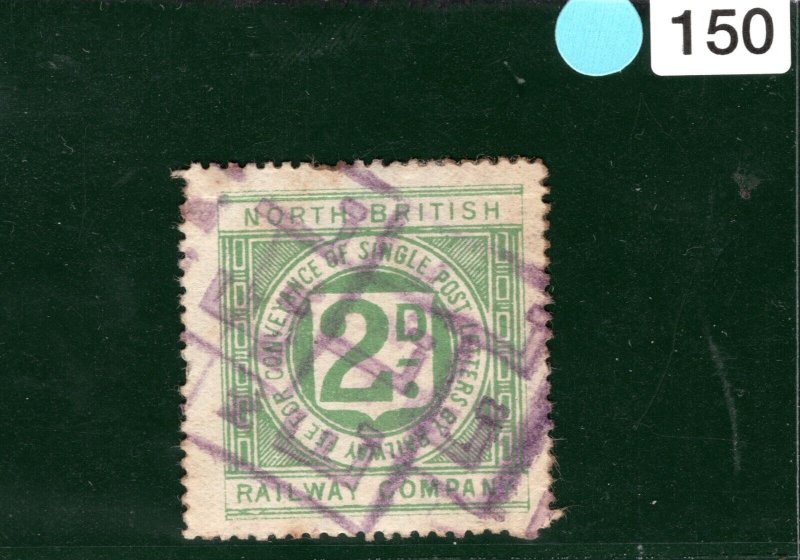 GB Scotland NBR RAILWAY Letter Stamp 2d Rare FRAMED *EL* Cancels Used SBW150