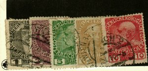 Austria #110a,112-3,114a,115 used
