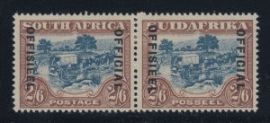 South Africa, SG O19c, MHR pair Diaeresis over Second E, English stamp var