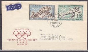 Czechoslovakia, Scott cat. 965-966. Squaw Valley Olympics. First day cover.