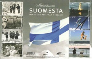 Finland 2007 90 ann Independence history in photos set of 8 stamps in block MNH
