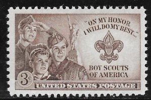 USA 995: 3c Boy Scouts, Statue of Liberty and Scout Badge, MNH, VF