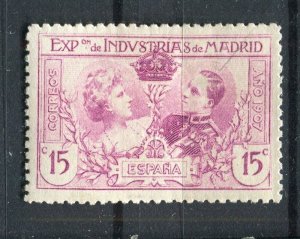 SPAIN; 1907 early Madrid Expo issue fine Mint hinged 15c. value