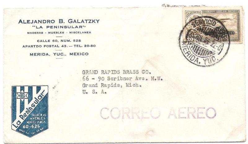 Mexico C46 used on cover Cats $30