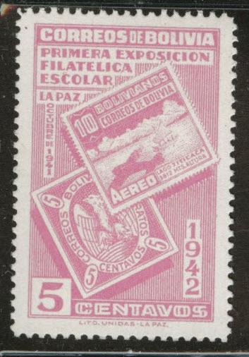 Bolivia Scott 274 MH* 1942 Primera expo stamp CV$0.50