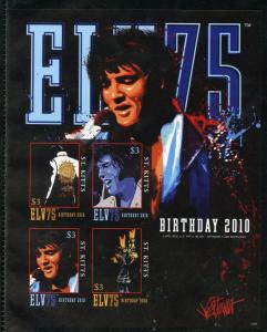 ST. KITTS  ELVIS PRESLEY 75th BIRTHDAY  IMPERFORATE SHEET II MINT NH