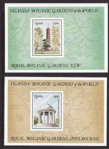 Uganda-Sc#956-7-two unused NH sheets-Flowers-Royal Botanic G