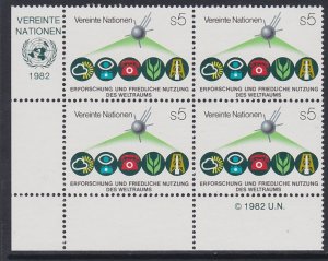 27 United Nations Vienna 1982 Outer Space Inscription Block MNH