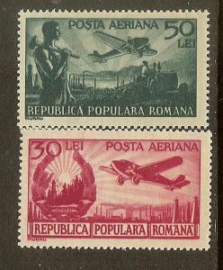 Romania, Scott #'s C32-C33, 30l & 50l Airmails, MLH