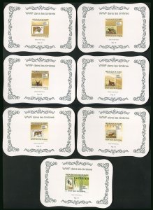 Ly560 2009 Guinea Wwf Wild Cats Fauna Stamps On Stamps Silver Cardboard 7Bl Mnh