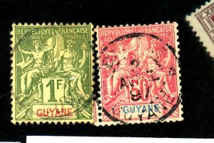 FRENCH GUYANA #15 17 USED FVF SM THINS Cat $75