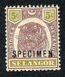 Selangor SG55s 5c Opt Specimen (M/M Hinge remainders and brown gum)