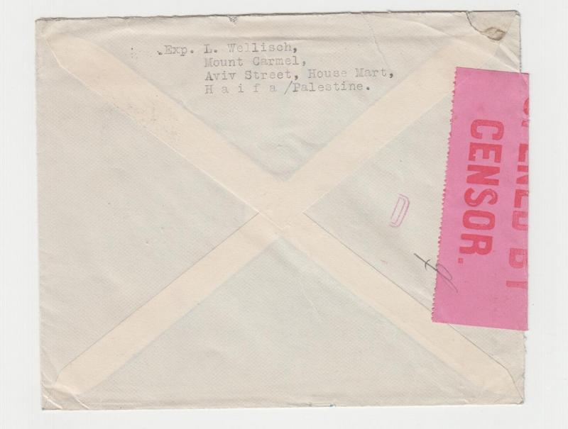 PALESTINE -USA 1939 CENSOR (H NO.14) COVER TO OHIO, 15m RATE(SEE BELOW