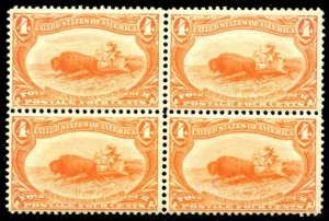 HERRICKSTAMP UNITED STATES Sc.# 287 1898 4¢ Trans Mississippi Block of Four NH