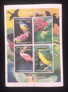 D)1998, TURKMENISTAN, MINISHEET, ISSUE, FAUNA, BIRD DIVERSITY, MNH