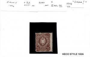 Germany, Postage Stamp, #33 Mint Hinged, 1875 (AB)