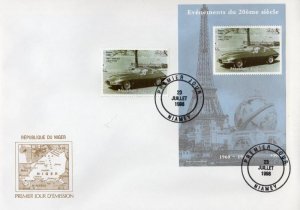 Niger 1998 EVENTS 1960-1969 Jaguar E-Type set+s/s Perforated in Official FDC