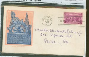 US 798 1937 3c constitution sesquicentennial on an addressed fdc with a pavois cachet