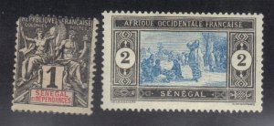 SENEGAL SCOTT# 35, 80 MINT HINGED 1c, 2c 1892-1933