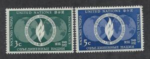 UNITED NATIONS - NEW YORK SC# 13-14 FVF/MNH 1952