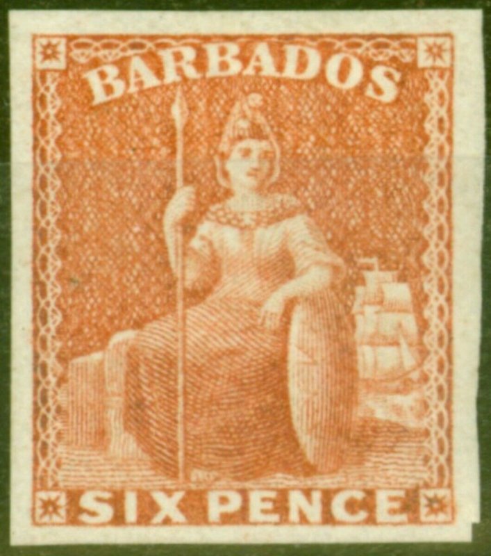 Barbados 1858 6d Pale Rose-Red SG11 V.F & Fresh Unused