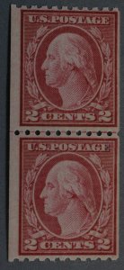 United States #488 2 Cent Washington Vertical Coil Line Pair MNH