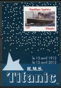 Titanic Stamps Togo 2012 MNH RMS Ships 100 Year Anniv Nautical 1v S/S