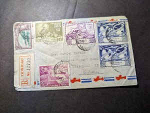 1949 Registered British Trinidad and Tobago Airmail Cover to Liverpool England