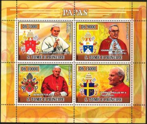 Sao Tome and Principe 2007 Popes John Paul II Benedict XVI sheet MNH