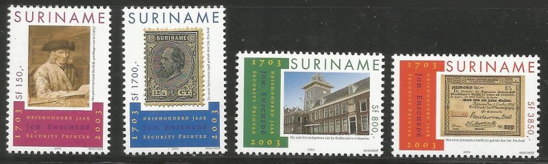 SURINAM  1294-1297  MNH, JOHANN ENSCHEDE AND SONS, PRINTERS, 300TH ANNIV.