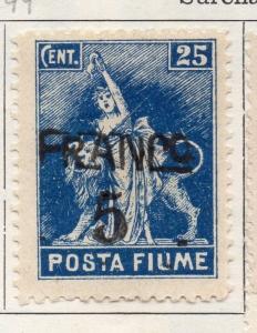 Fiume 1919 Early Issue Fine Mint Hinged 5F. Surcharged 090440
