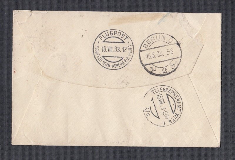 UK 1933 4d SLATE GREEN GEORGE V  GERMAN AIRMAIL COVER TO VIENNA AUSTRIA