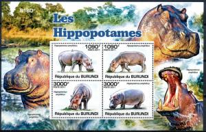 BURUNDI 2011 SHEET bur11218b HIPPOPOTAMUSES HIPPOS WILDLIFE 