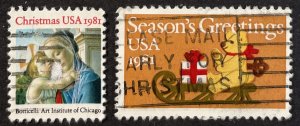 US #1939-1940 Used F/VF Christmas / Season's Greetings 1981 [G19.1.4]